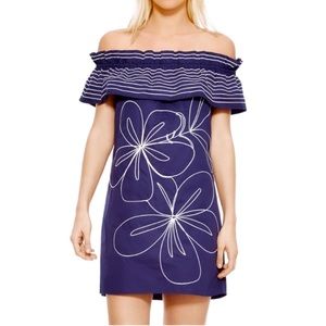 Parker Jody Off Shoulder Dress Blue Horizon Dress Size XS